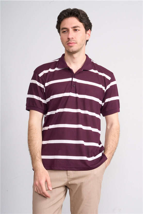 Çetinkaya Chester Polo 4740 Polo Yaka Regular Ringel Pike T-shirt Mürdüm