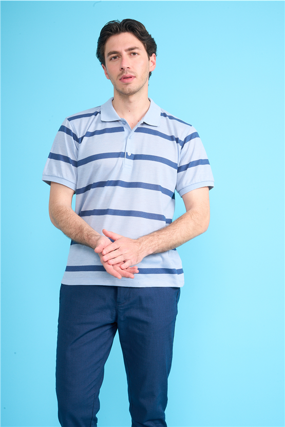 Çetinkaya Chester Polo 4740 Polo Yaka Regular Ringel Pike T-shirt Bebe Mavi