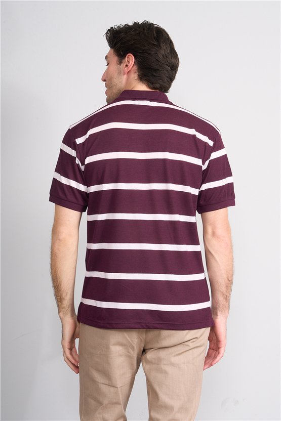 Çetinkaya Chester Polo 4740 Polo Yaka Regular Ringel Pike T-shirt Mürdüm