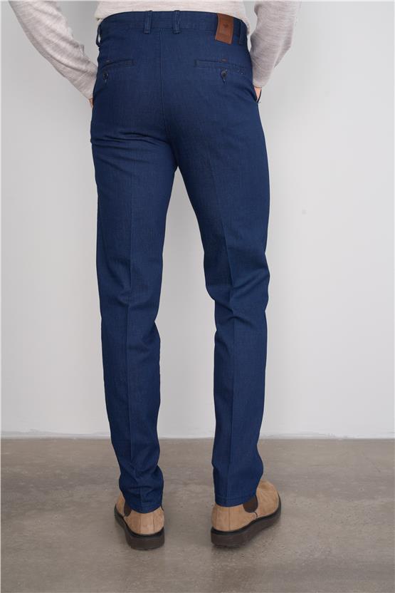 Çetinkaya Chester Polo 9352 Geniş Paça Regular Tencel Koyu Mavi Pantolon