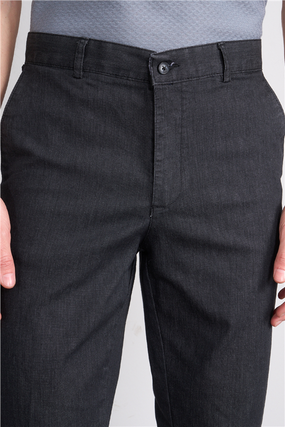 Çetinkaya Chester Polo 9352 Geniş Paça Regular Tencel Siyah Pantolon
