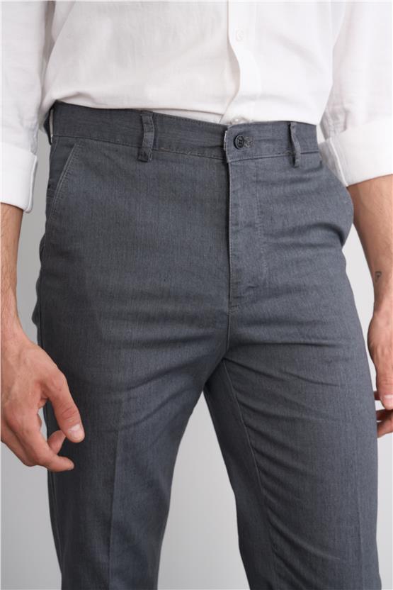 Çetinkaya Chester Polo 9352 Geniş Paça Regular Tencel Gri Pantolon