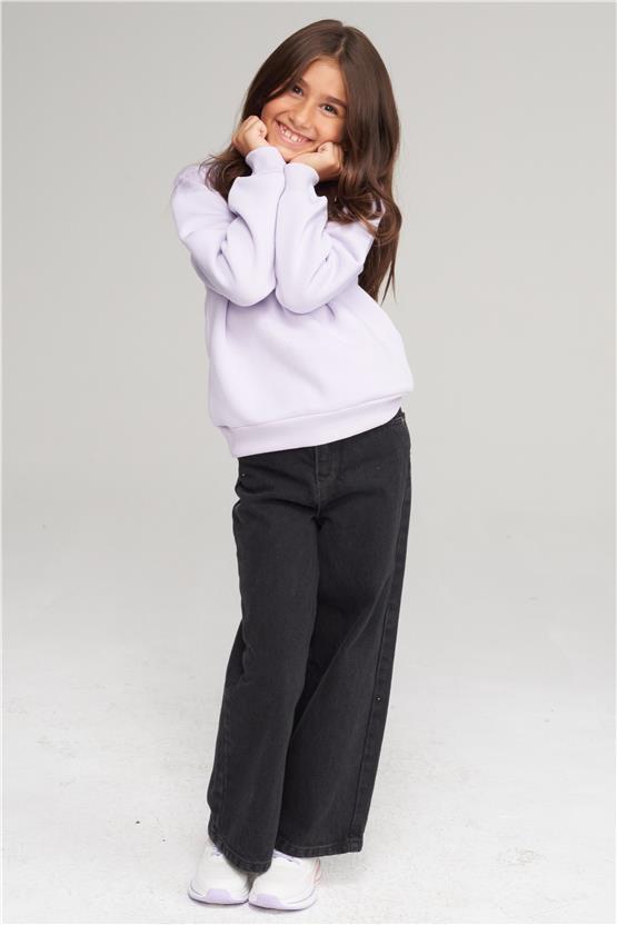 Çetinkaya Fit Club 22548 Unisex Çocuk 3 İplik Bisiklet Yaka Sweatshirt 4-12 Yaş Lila