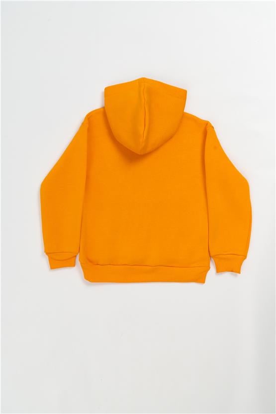 Çetinkaya Fitclub 22554 Erkek Çocuk Kapüşonlu 3 İplik Şardonlu Sweatshirt 4-12 Yaş Hardal