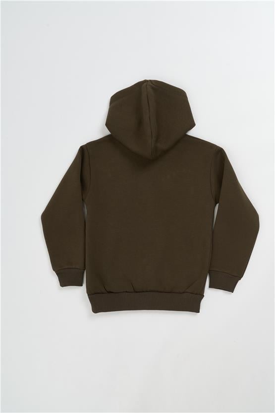 Çetinkaya Fitclub 22554 Erkek Çocuk Kapüşonlu 3 İplik Şardonlu Sweatshirt 4-12 Yaş Haki