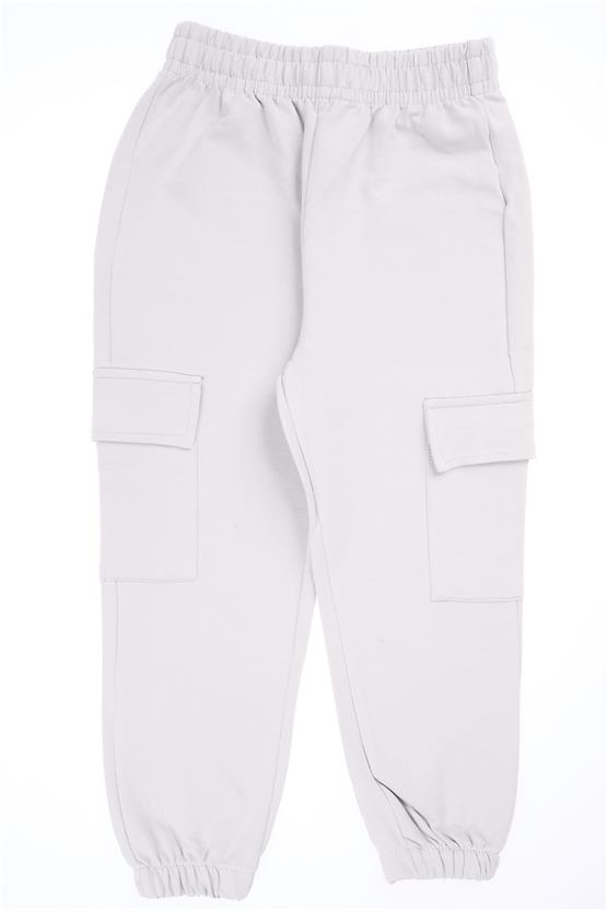 Çetinkaya Fitclub 33458 Unisex Çocuk 2 İplik Kargo Cep Eşofman Alt Boyalı Gri 4-12 Yaş