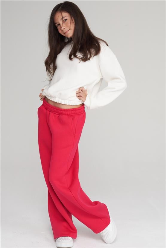 Çetinkaya Fitclub 43412 Kız Çocuk 3 İplik Düz Paça Eşofman Alt  4-12 Yaş Fuşya