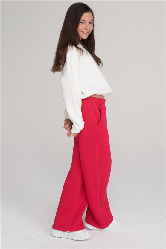 Çetinkaya Fitclub 43412 Kız Çocuk 3 İplik Düz Paça Eşofman Alt  4-12 Yaş Fuşya