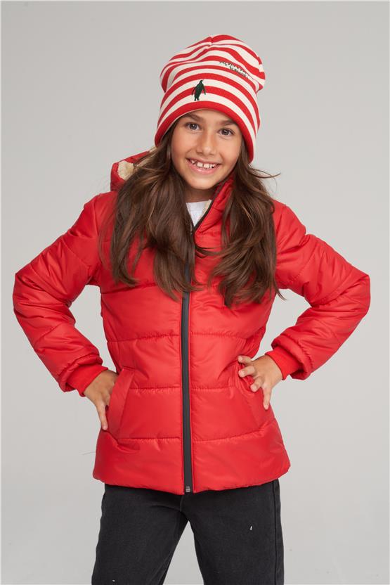 Çetinkaya Fitclub 47817 Erkek Çocuk Kapüşonlu Şişme Jessica Mont 8-12 Yaş Kırmızı