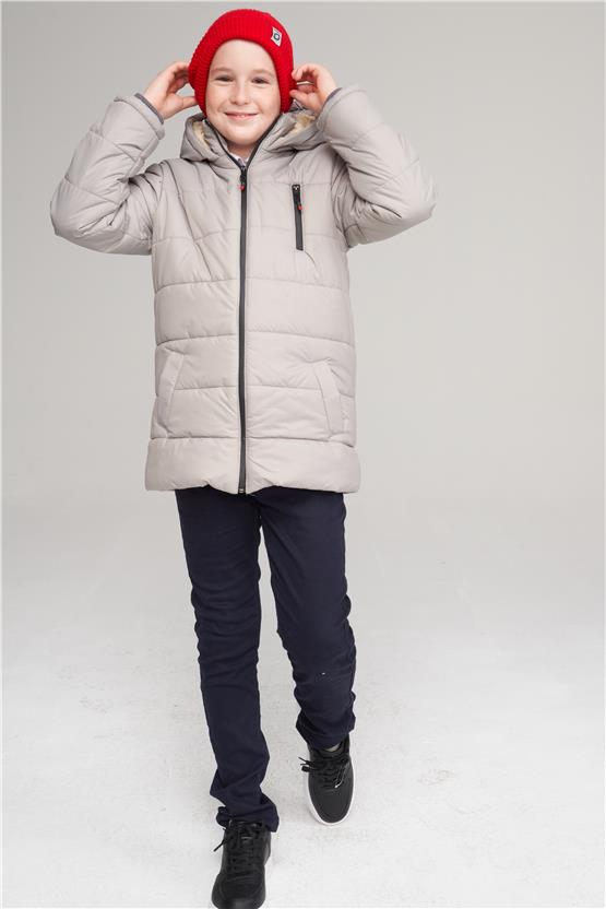 Çetinkaya Fitclub 47817 Erkek Çocuk Kapüşonlu Şişme Jessica Mont 8-12 Yaş Gri