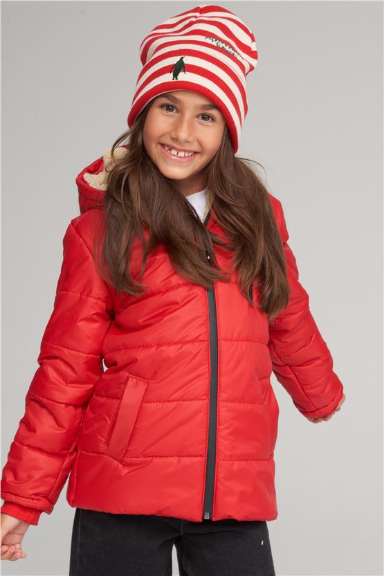 Çetinkaya Fitclub 47817 Erkek Çocuk Kapüşonlu Şişme Jessica Mont 8-12 Yaş Kırmızı
