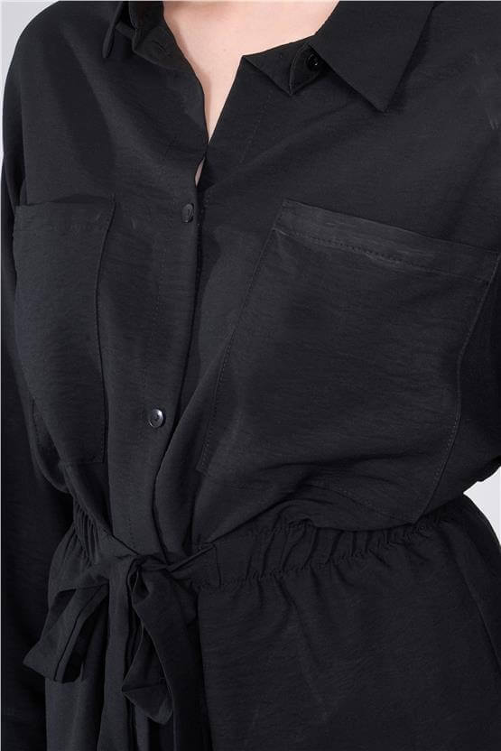 Çetinkaya Fithit 1489 Kadın Gömlek Pantolon İkili Takım Siyah