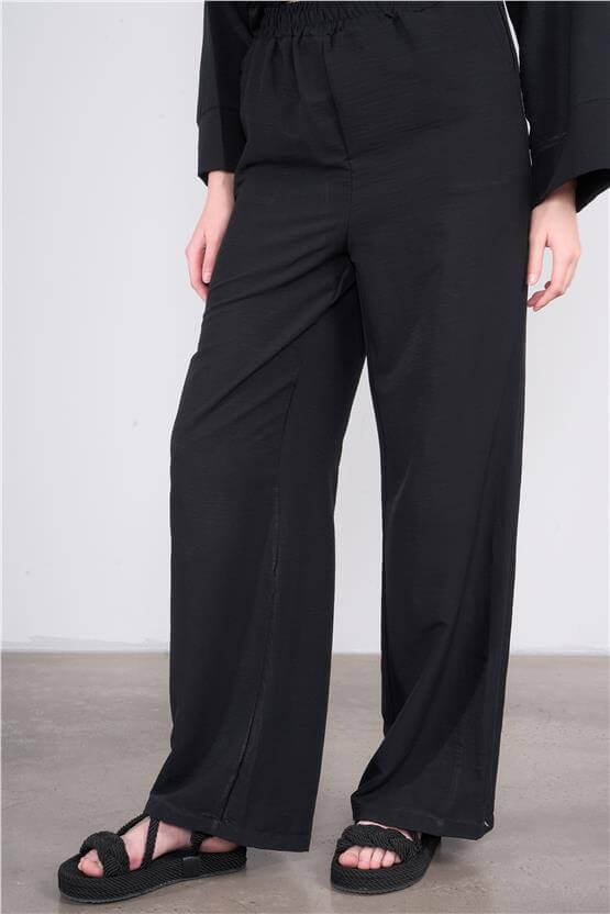 Çetinkaya Fithit 1489 Kadın Gömlek Pantolon İkili Takım Siyah