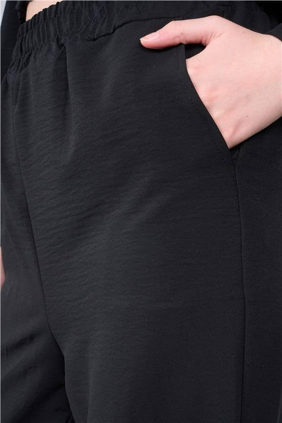 Çetinkaya Fithit 1489 Kadın Gömlek Pantolon İkili Takım Siyah