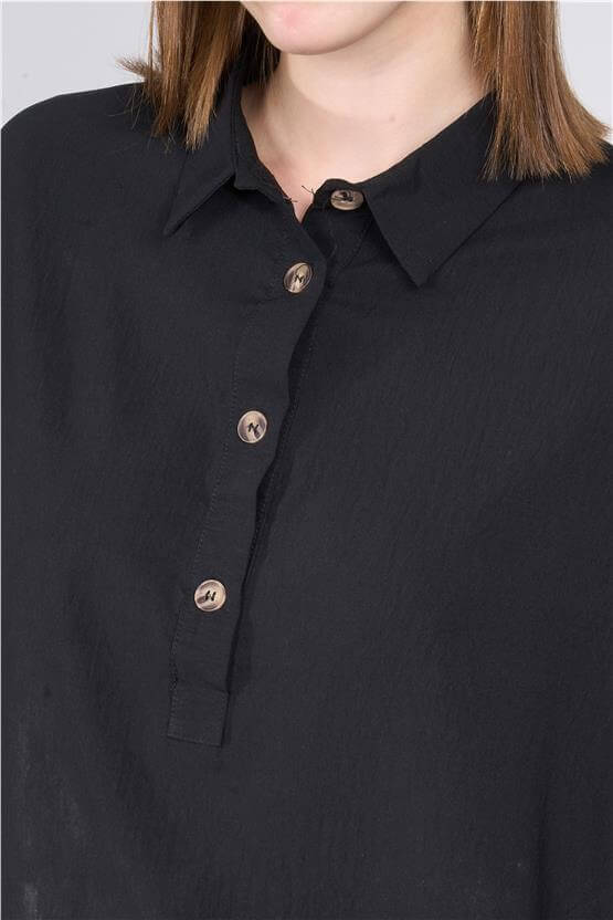 Çetinkaya Fithit 1500 Kadın Cupra Gömlek Pantolon İkili Takım Siyah