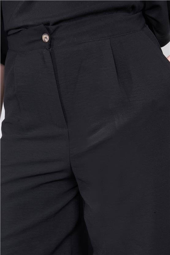 Çetinkaya Fithit 1500 Kadın Cupra Gömlek Pantolon İkili Takım Siyah