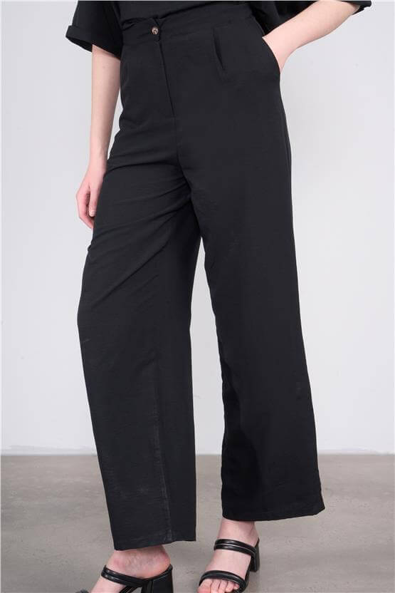 Çetinkaya Fithit 1500 Kadın Cupra Gömlek Pantolon İkili Takım Siyah