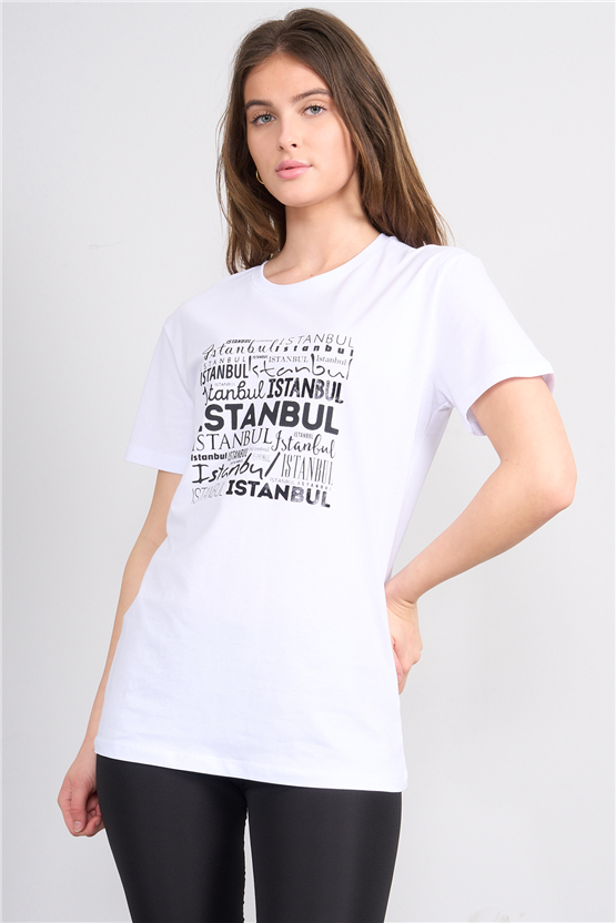 C.K Y26 3249 Fithit Byn B.Yk Regular Baskılı T-shirt Beyaz