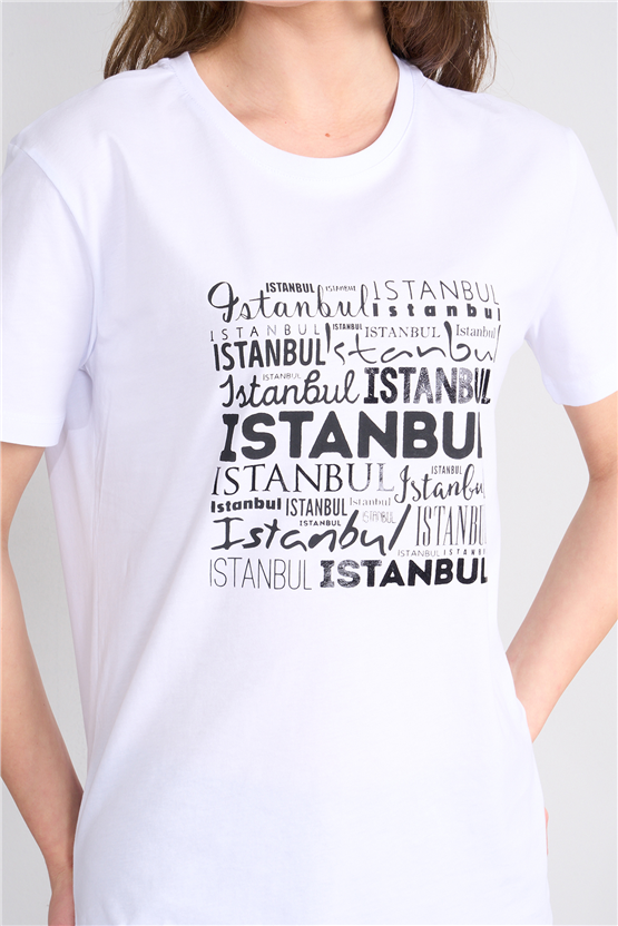 C.K Y26 3249 Fithit Byn B.Yk Regular Baskılı T-shirt Beyaz