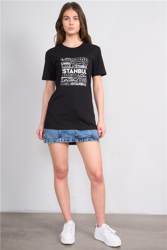 C.K Y26 3249 Fithit Byn B.Yk Regular Baskılı T-shirt Siyah