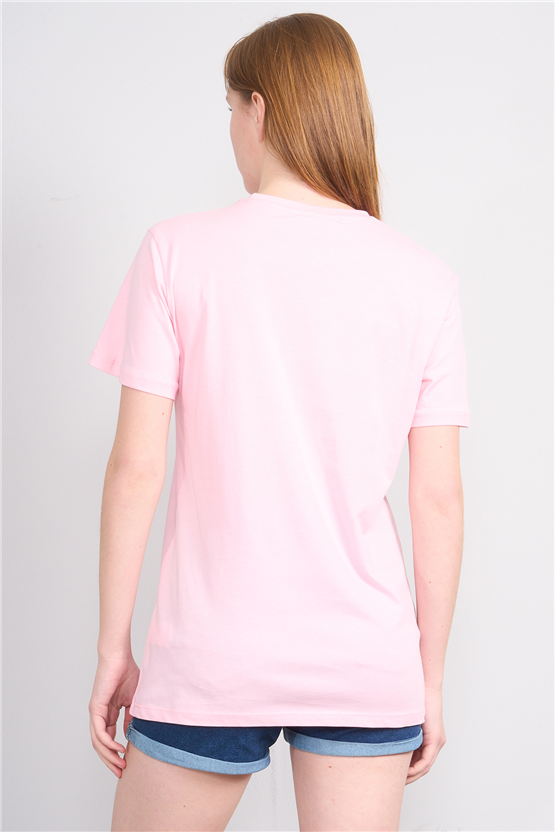 Çetinkaya Fithit 3264 Bayan Bisiklet Yaka 30/1 Penye Regular Basic T-shirt Açık Pembe