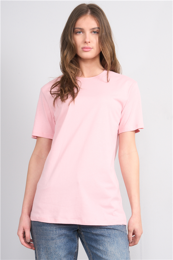 Çetinkaya Fithit 3264 Bayan Bisiklet Yaka 30/1 Penye Regular Basic T-shirt Pudra