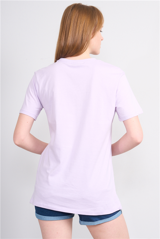 Çetinkaya Fithit 3264 Bayan Bisiklet Yaka 30/1 Penye Regular Basic T-shirt Lila