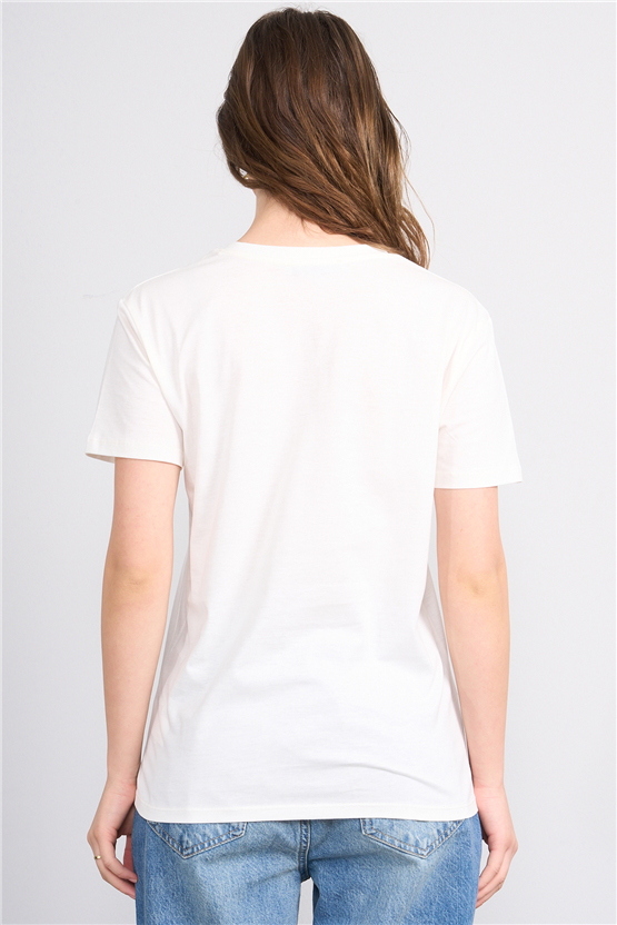 C.K Y26 3265 Fithit Byn V Yk. 30/1 Penye Basic Regular T-shirt Krem