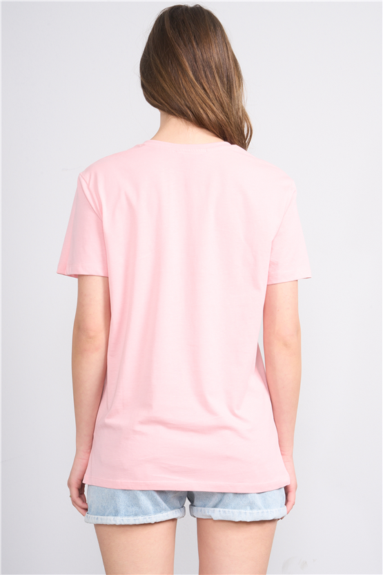 C.K Y26 3265 Fithit Byn V Yk. 30/1 Penye Basic Regular T-shirt Pudra