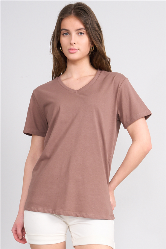 C.K Y26 3265 Fithit Byn V Yk. 30/1 Penye Basic Regular T-shirt Kakao
