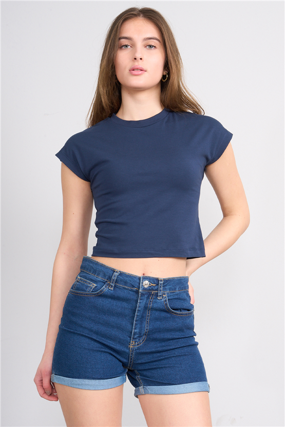 C.K Y26 3266 Fithit Byn B.Yk 30/1 Penye Crop T-shirt Siyah