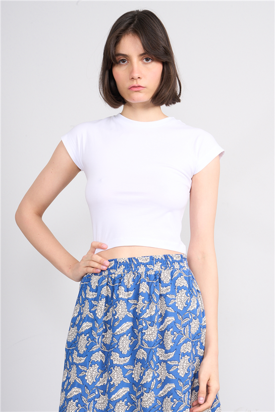 C.K Y26 3266 Fithit Byn B.Yk 30/1 Penye Crop T-shirt Beyaz
