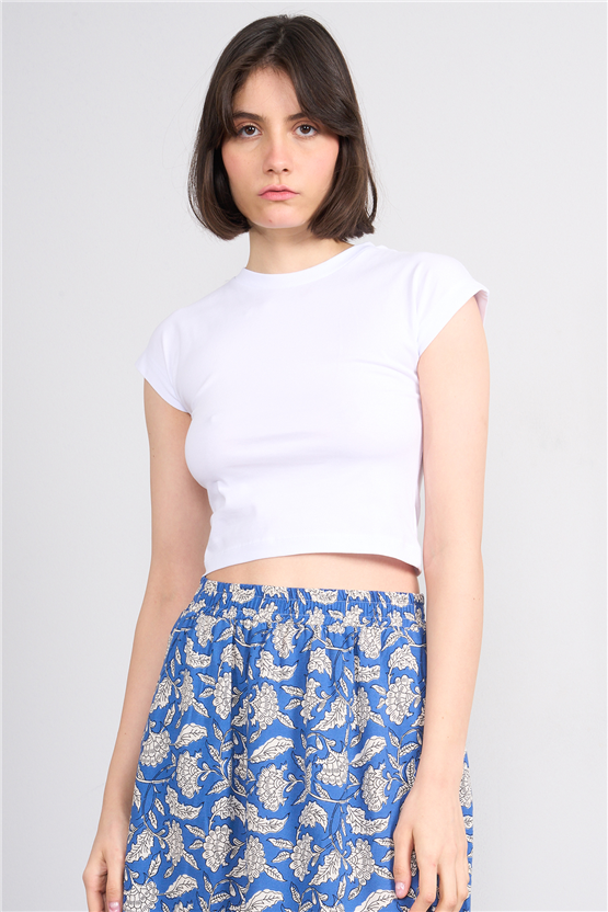 C.K Y26 3266 Fithit Byn B.Yk 30/1 Penye Crop T-shirt Beyaz
