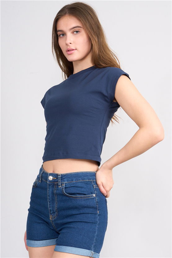 C.K Y26 3266 Fithit Byn B.Yk 30/1 Penye Crop T-shirt Siyah