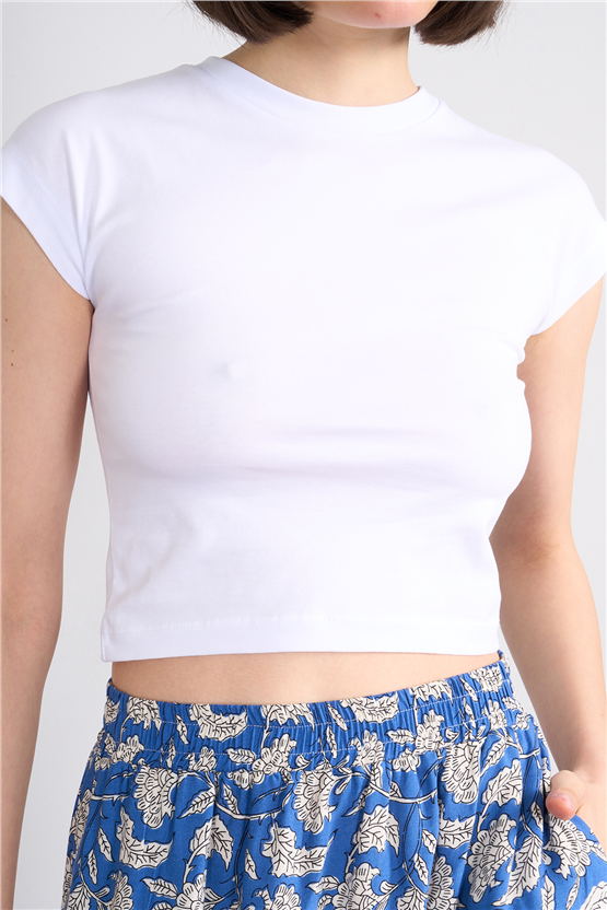 C.K Y26 3266 Fithit Byn B.Yk 30/1 Penye Crop T-shirt Beyaz