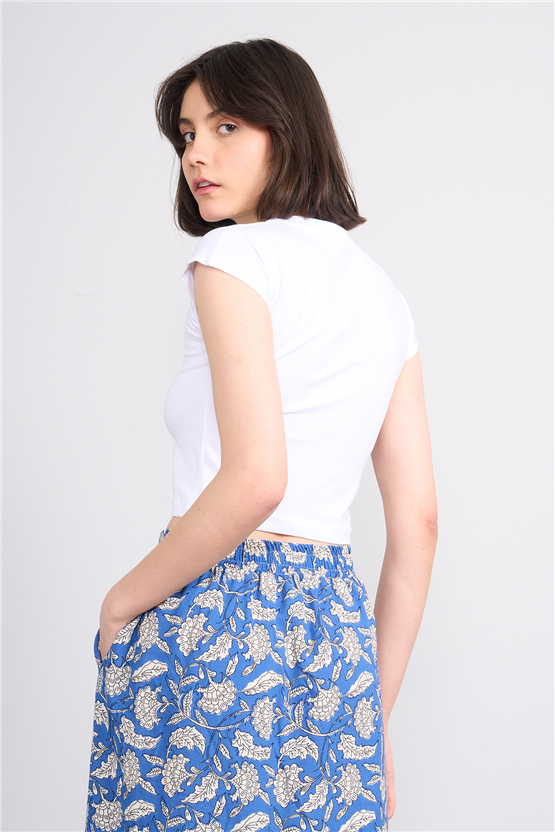 C.K Y26 3266 Fithit Byn B.Yk 30/1 Penye Crop T-shirt Beyaz