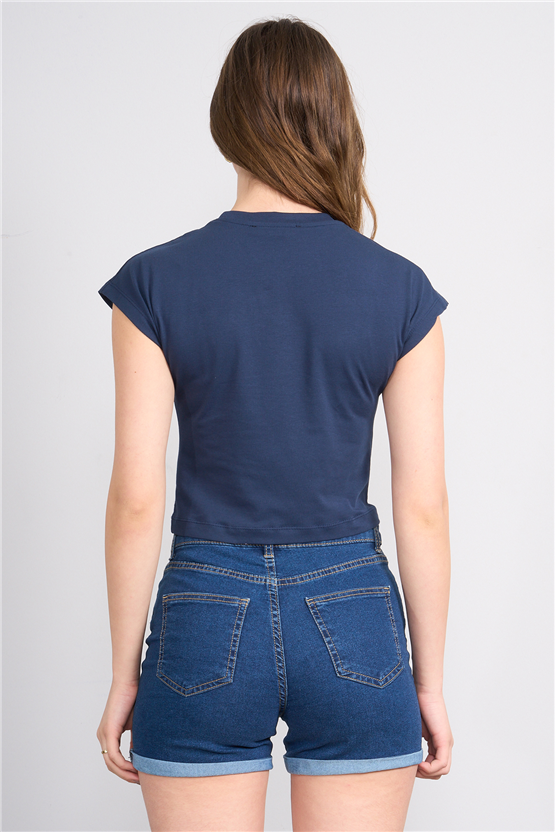 C.K Y26 3266 Fithit Byn B.Yk 30/1 Penye Crop T-shirt Siyah