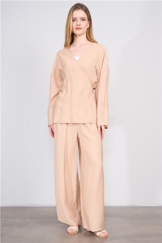 Çetinkaya Fithit 5159 Kadın Bodrum Bağcıklı Kimono Koyu Bej