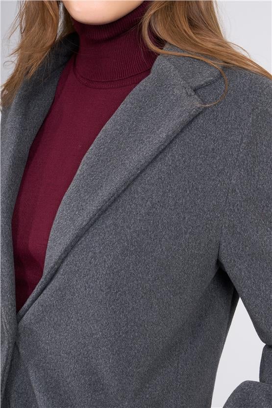 Çetinkaya Fithit 5320 Kadın Loose Fit Kaşe Kaban Antrasit