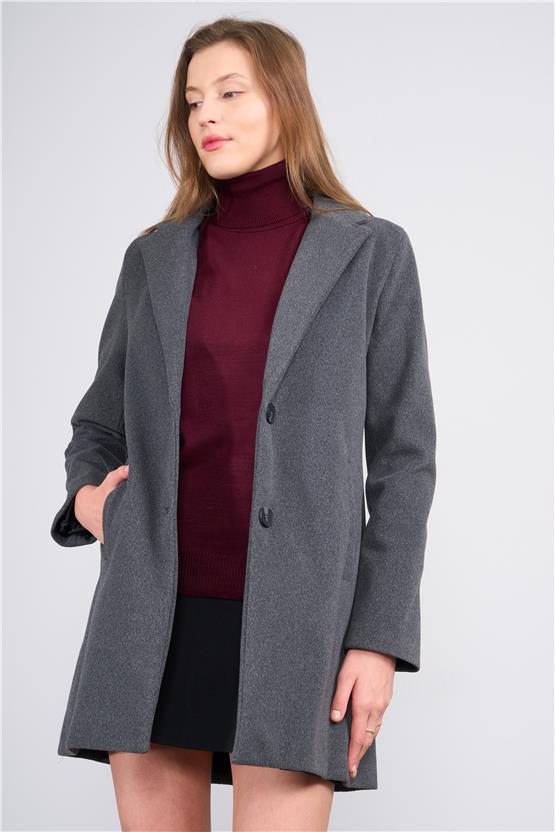 Çetinkaya Fithit 5320 Kadın Loose Fit Kaşe Kaban Antrasit