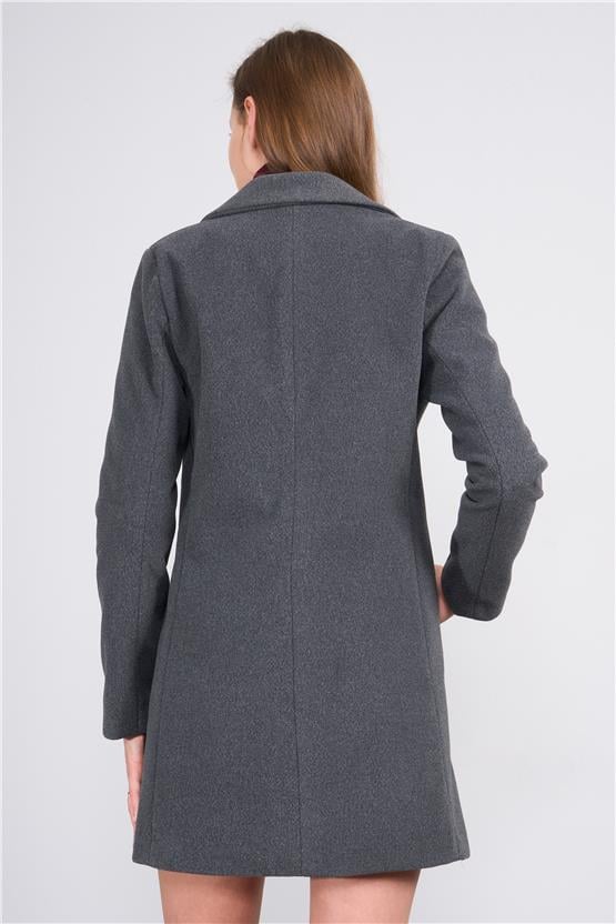 Çetinkaya Fithit 5320 Kadın Loose Fit Kaşe Kaban Antrasit