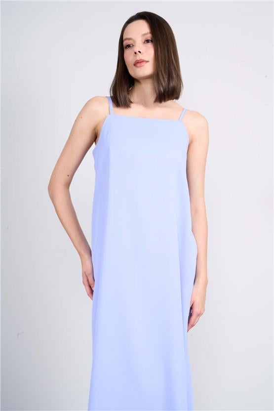 Çetinkaya Fithit 6345 Kadın Askılı Elbise Mavi