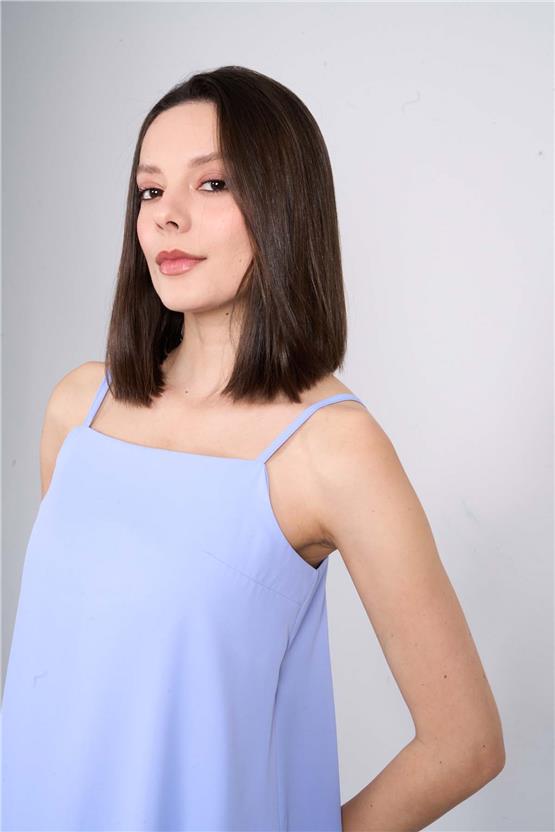 Çetinkaya Fithit 6345 Kadın Askılı Elbise Mavi