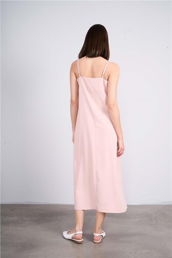 Çetinkaya Fithit 6345 Kadın Askılı Elbise Pudra