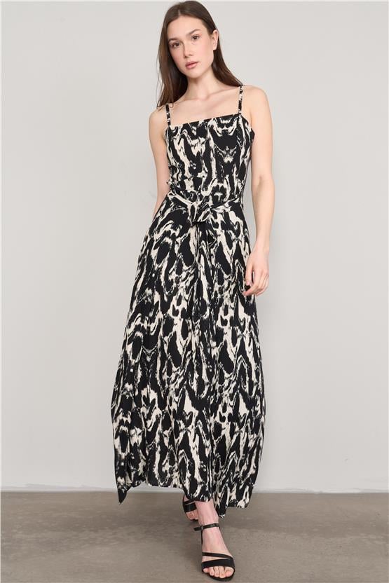 Çetinkaya Fithit 6409 Kadın Viskon Elbise Siyah