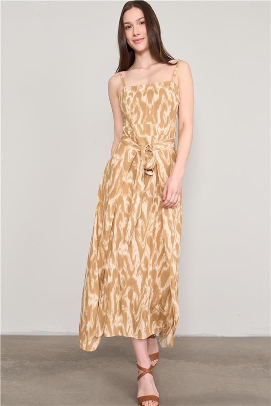 Çetinkaya Fithit 6409 Kadın Viskon Elbise Taba