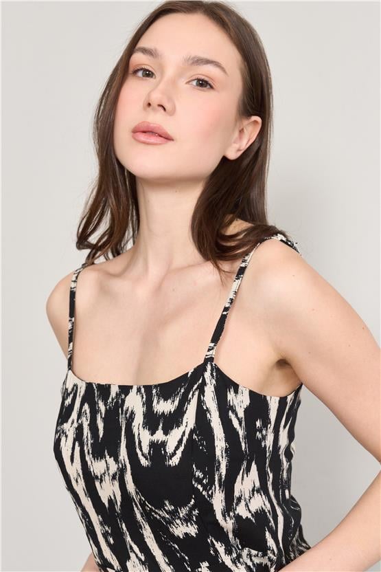 Çetinkaya Fithit 6409 Kadın Viskon Elbise Siyah