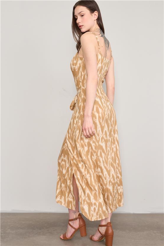 Çetinkaya Fithit 6409 Kadın Viskon Elbise Taba