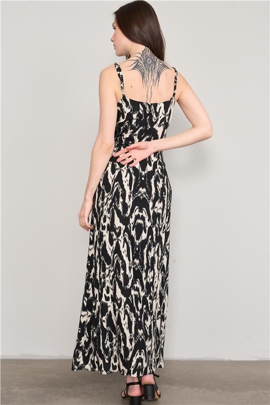 Çetinkaya Fithit 6409 Kadın Viskon Elbise Siyah