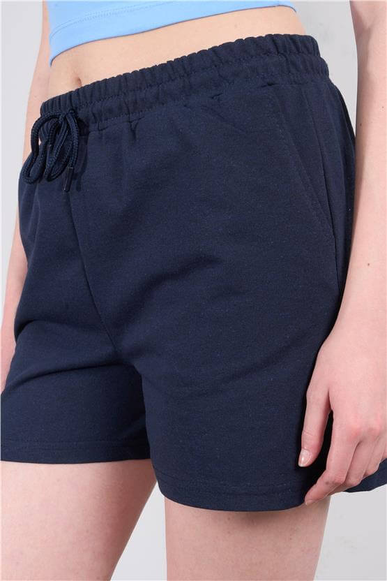 Çetinkaya Fithit 7049 Kadın Rejenere Beli Lastikli Şort Lacivert